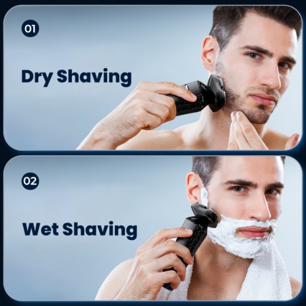 Electric Razor for Men,Wet & Dry Cordless Rotary Shavers with LCD Display,90Mins Shaving Time,IPX7 Waterproof,Pop-up Beard Trimmer,Magnetic Shaving Head,USB Rechargeable,Child Lock for Easy Cleaning